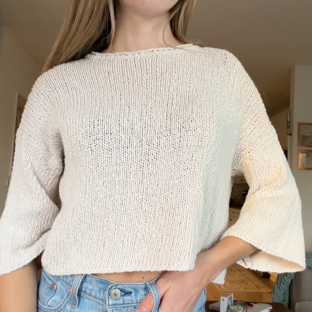 Fab'rik Women's large Off-white cream sweater cropped